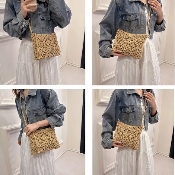 Eco-Friendly Boho Crossbody Bag - Handwoven Cotton Tote with Adjustable Strap - Picture 5 of 8